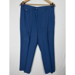 Wimbledon Collection Racquet‎ Club Pants Mens 34 Blue Pleated Dress Trousers